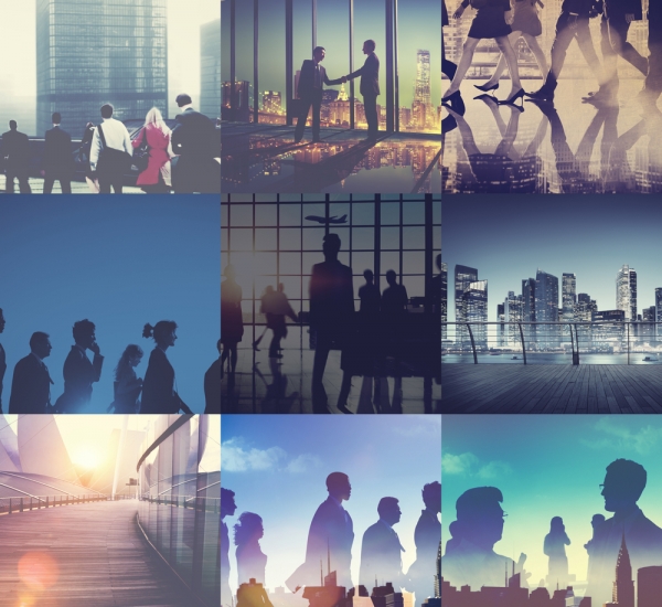 International professionals in a city