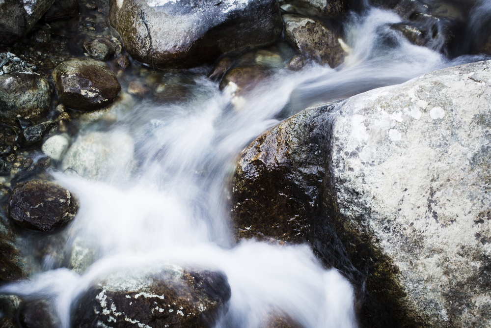 Water moving through rocks